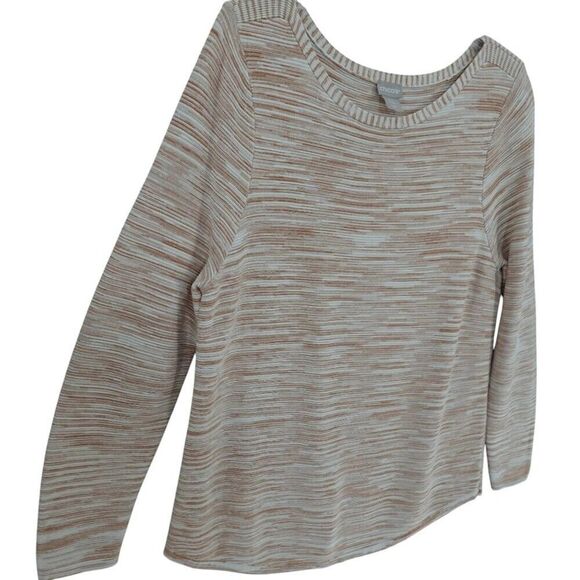 Chico's Size 2 Marled Long Sleeve Tan Sweater - Picture 2 of 10